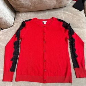Hannah Rose Red and Black Cardigan Sweater